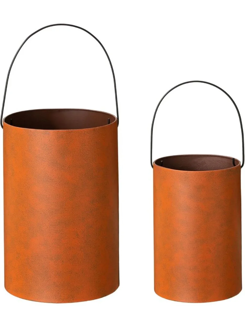 Halloween Pumpkin Lantern Candle Holders - 2 Pack Metal Decor for Porch
